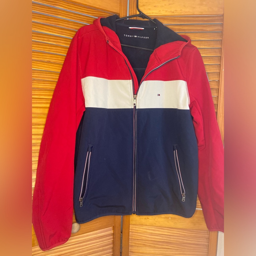 Tommy Hilfiger Size Small Red White Blue Zip Jacket with hood